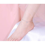 S925 Sterling Silver Heart Anklet for Women Girl Boho Beach Adjustable Foot Anklet Jewelry Birthday Gift