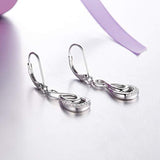 925 Sterling Silver Cubic Zirconia Double Infinity Symbol Dangle Leverback Earrings