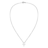 Mini Classic Puffy Cross 925 Sterling Silver Pendant Necklace