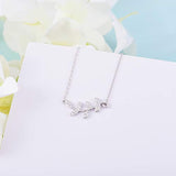 S925 Sterling Silver olive leaf  Cubic Zirconia necklace Pendants For Women