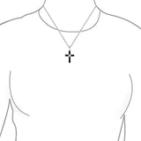 Religious Onyx Black Cross Pendant Necklace For Women For Teen 925 Sterling Silver