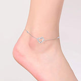 S925 Sterling Silver Double Heart Anklet for Women Girl Adjustable Foot Anklet Jewelry