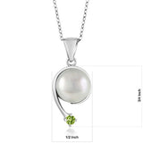 Green Peridot Cultured Freshwater Pearl 925 Sterling Silver Shooting Star Pendant