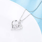 S925 Sterling Silver Keep Lucking Going Elephant Love Heart Necklace for Women Girls