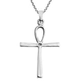 Hieroglyph Eternal Life Cross Turquoise 925 Sterling Silver Pendant Necklace