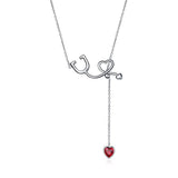 Silver Stethoscope Necklace Y Lariat Necklace