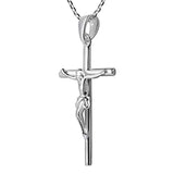 Faithful Devotion Crucifix Cross 925 Sterling Silver Pendant Necklace