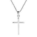 Simple Sleek Christian Cross .925 Sterling Silver Pendant Necklace