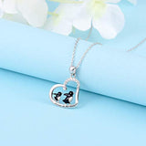 Cute Black Penguin Jewelry 925 Sterling Silver Love Heart Pendant Necklace for Mother Daughter - Always in My Heart