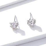 S925 Sterling Silver  Animal Cat Cute Cubic Zircon Stud Earrings -Christmas Teen Girl Gifts