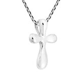 Mini Classic Puffy Cross 925 Sterling Silver Pendant Necklace