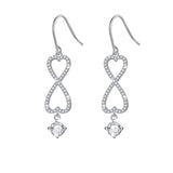 Double Heart Love Infinity Drop Dangle Earrings