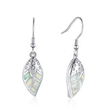 Silver Leaf Dangle Drop Earrings