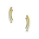 Minimalist Geometric Double Curved Bar Stud Earrings For Women For Teen 14K Gold Plated 925 Sterling Silver