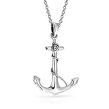 Nautical Ship Boat Anchor Rope Pendant Necklace For Women For Men 925 Sterling Silver