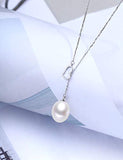 925 Sterling Silver  While teardrop Pearl Heart Pendant Necklace for Women