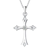 Silver Cross  Pendant Necklace Dainty Pendant with CZ Fine Jewelry