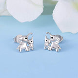 Mother Daughter Jewelry - 925 Sterling Silver Lucky Elephant Earrings for Women Girls