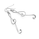 925 Sterling Silver Treble G Clef Musical Note Music Lover Curvy Design Dangle Hook Earrings