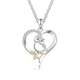 Silver Cute Animal CZ Heart Pendant