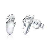 925 Sterling Silver Beach FILP Flop Stud Earrings Beach Jewelry for Women