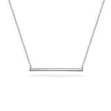 Thin Minimalist Sideways Horizontal Round Station Bar Pendant Necklace For Women For Teen 925 Sterling Silver 16 Inch