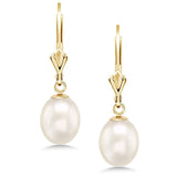 14K  Gold 5MM Cultured Freshwater Pearl Dangle Drop Earrings