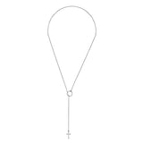 Elegantly Unique Cross Slide Through .925 Sterling Silver Lariat Necklace