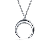 Trendy Horn Italian Crescent Moon Pendant Necklace For Women For Teen 925 Sterling Silver