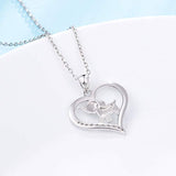 S925 Sterling Silver Keep Lucking Going Elephant Love Heart Necklace for Women Girls