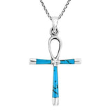 Silver Cross Turquoise Pendants Necklace