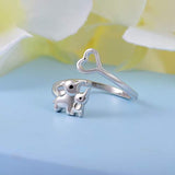 Mother Daughter Jewelry 925 Sterling Silver Lucky Elephant Ring For Women Girls