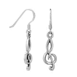 Treble G Clef Musician Dangle Hook Earrings