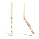 Yellow Gold plated Cubic Zirconia CZ Bar  Dangle Earrings Fashion Jewelry