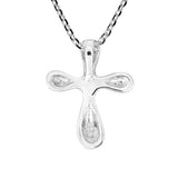 Mini Classic Puffy Cross 925 Sterling Silver Pendant Necklace