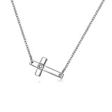 Silver Sideways Cross Choker Necklace