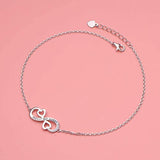 Sterling Silver Infinity Heart Sister Anklet Dainty Boho Beach Cute Foot Anklet  Adjustable Bead Heart Anklet for Women Girlfriend