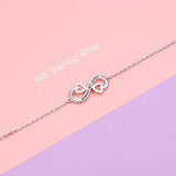 Sterling Silver Infinity Heart Sister Anklet Dainty Boho Beach Cute Foot Anklet  Adjustable Bead Heart Anklet for Women Girlfriend