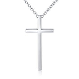 S925 Sterling Silver Classic Cross Inspirational Pendant Necklace for Men