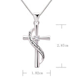 Sterling Silver May God be with You Always Cubic Zirconia Cross Pendant Necklace