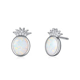 Silver  Pineapple Opal Stud Earrings