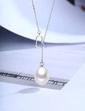 925 Sterling Silver  While teardrop Pearl Heart Pendant Necklace for Women