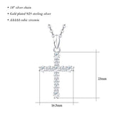 S925 Sterling Silver Cubic Zirconia Cross Pendant Necklace Jewelry for Women