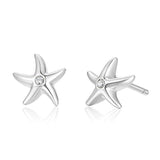 925 Sterling Silver Tiny Cute Starfish Stud Earrings Setting Cubic Zirconia CZ Trendy Jewelry Gifts for Women Girls