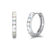  Silver Opal Hoop Earrings