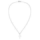 Simple Sleek Christian Cross .925 Sterling Silver Pendant Necklace