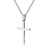 Simple Sleek Christian Cross .925 Sterling Silver Pendant Necklace