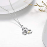 Sterling Silver Celtic Knot Pendant Necklace, Irish Gifts for Women Girls Sisters Celtic Jewelry Family Amulet Gifts