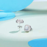 Sterling Silver White Opal Stud Earrings Cubic Zirconia Opal Fine Jewelry for Women