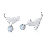 Silver Cat Stud Earrings